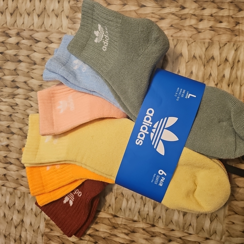 Adidas Men's Multicolor Crew Socks - 6 Pack